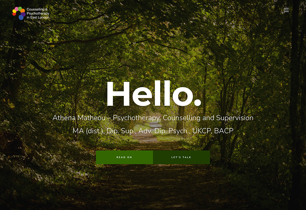 The home screen for the new website