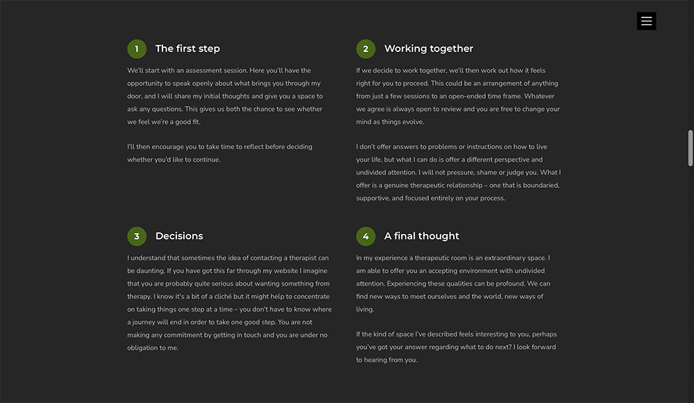 The home screen for the new website