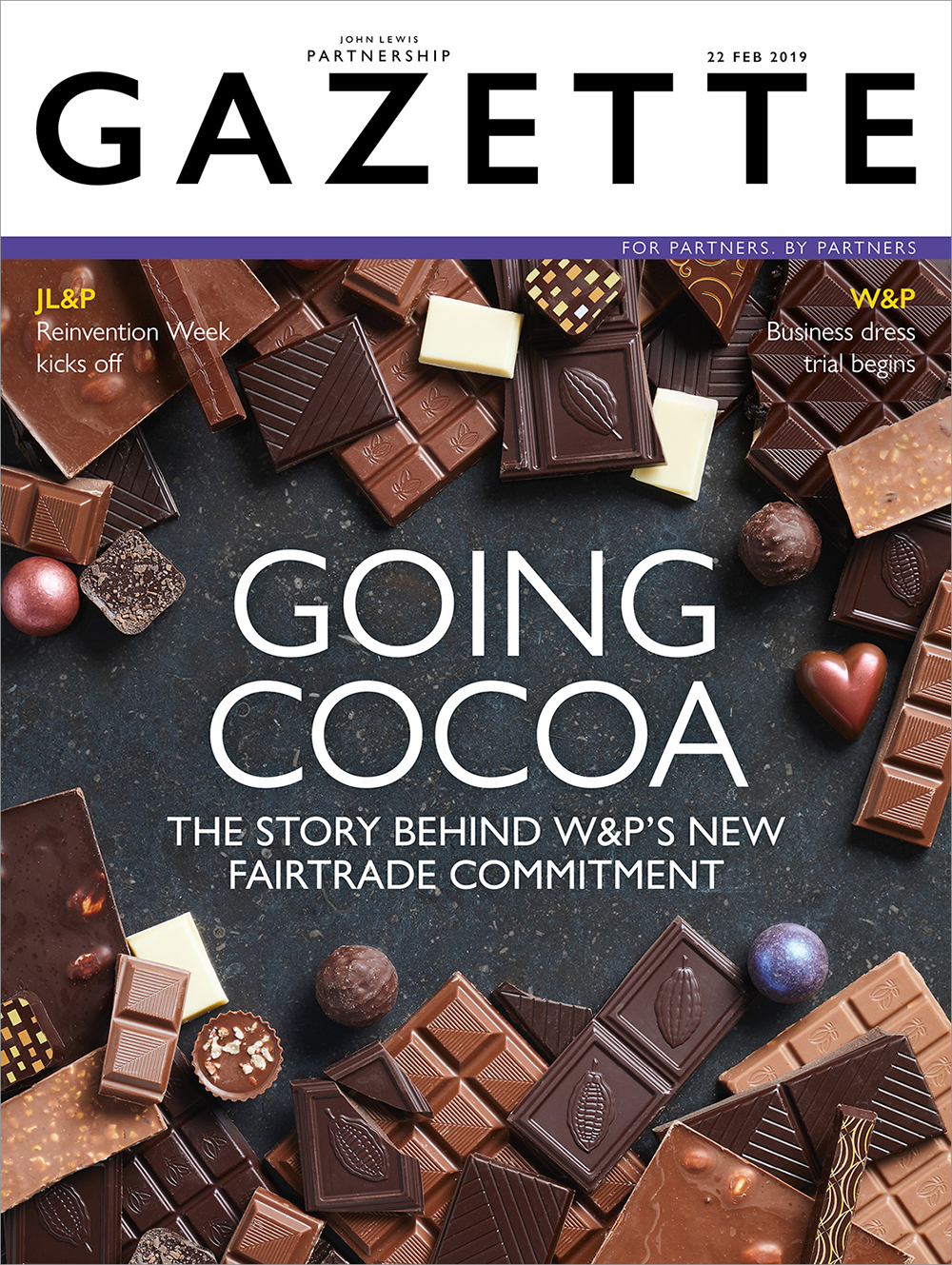 a studio photo of chocolate on a Gazette cover