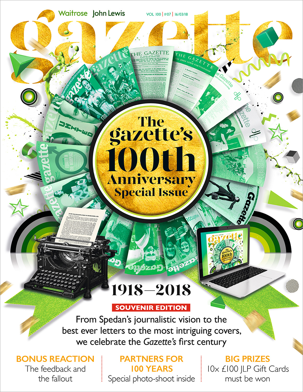 An illustrated Gazette cover to celebrate its 100-year anniversary