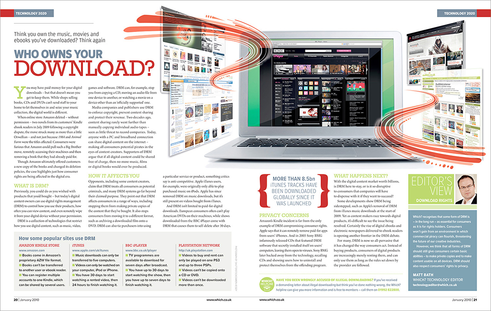 A Which? Magazine spread about download ownership